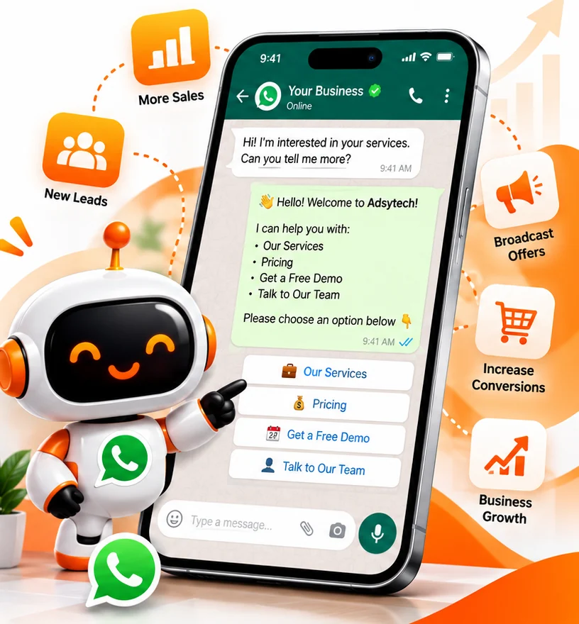 Adsytech robot answering a customer on WhatsApp